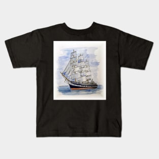 Tall Ship from an original watercolour sketch Kids T-Shirt